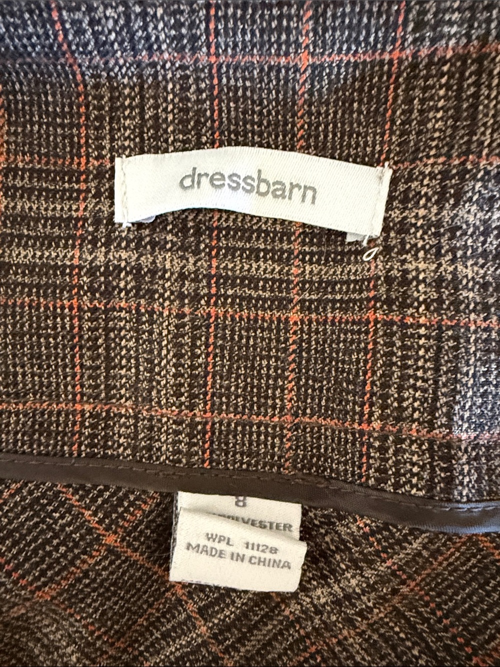Dress Barn Brown Plaid A-Line Skirt with Subtle Rust Lines - Picture 2 of 2